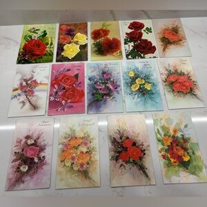 Lot of 15 Vintage French Floral Greeting Cards No Envelopes